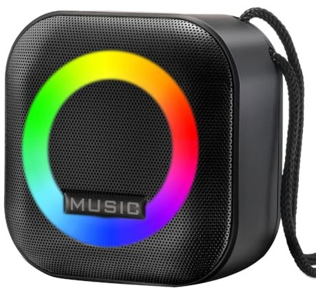 Junterone Portable Bluetooth Speaker RGB Colorful Light Waterproof Wireless Subwoofer Stereo Surround Travel Speaker