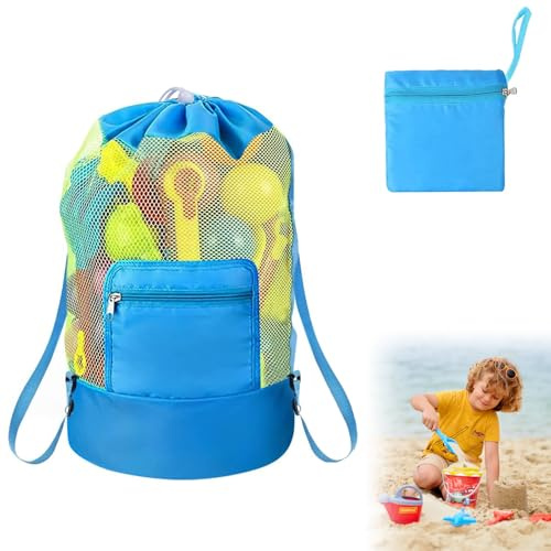 Bolsa de Juguete de Playa, Bolsa Grande Malla Juguetes Playa, Bolsa Plegable de Malla de Playa, Bolsa de Juguetes Plegable Portátil, Para vacaciones familiares, viajes a la playa, juguetes