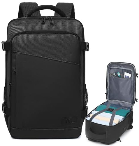 Yankony Handgepäck Rucksack 45x36x20 für Easyjet Reiserucksack für Flugzeug 15.6 Zoll Laptopfach Wasserdicht & Diebstahlsicher Schulrucksack für Herren Damen, Schwarz