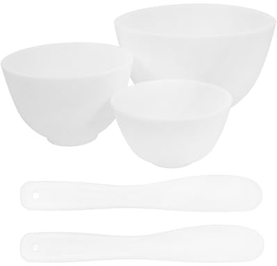 LOLIPPYY Set da 5 Pezzi di Ciotole in Silicone e Pp per Maschere Fai da Te, Kit Pratico per Estetica, Colore Bianco, per Uso Professionale e Shop