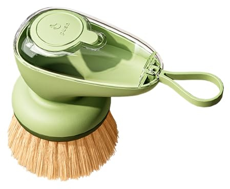Spazzola per la pulizia della cucina – Scrubber per piatti con dispenser di sapone | Spazzola di palma dispenser di sapone | Spugna scrubber ricaricabile per lavare pentole e padelle
