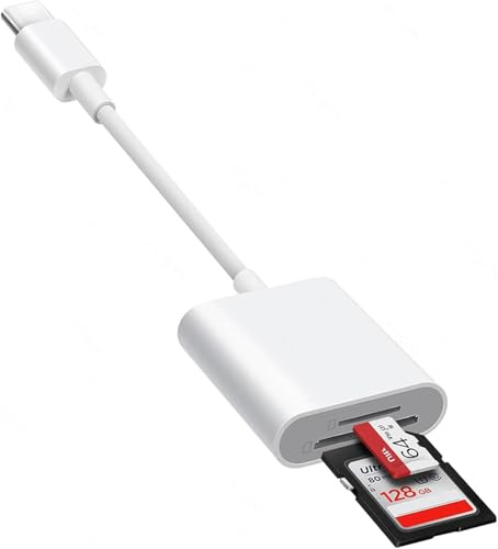 Lettore Schede SD per PC/iPhone 15/16/17/iPad/MacBook/Mac/Camera (porta USB-C), Lettore SD Card con 2 Slot, Slot SD e Slot MicroSD, Lettore Scheda SD non necessita di driver, Plug and Play