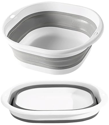 SDKZBFC 3L Collapsible Washing Up Bowl, Foldable Silicone Camping Sink | Compact 3L silicone basin folds flat for space-saving storage, ideal for kitchens, caravans, camping and travel.