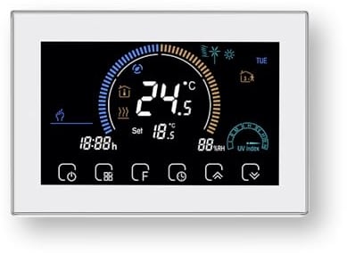 MelkiSmart Wi-Fi Programable Termostato para Caldera Calefacción | Serie 8000 con Pantalla Táctil Control Remoto desde Teléfono Móvil, Compatible con Alexa, Google Home e IFTTT