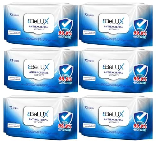 Big Dealz Belux Antibacterial Wet Wipes, Multi-Purpose, Pack of 6, blue