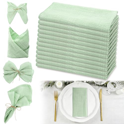 Stoffserviette aus Baumwolle, 12er-Set Stoffservietten Grün, Baumwolle Servietten 42x42 cm Baumwollstoffservietten, Wiederverwendbare Tischservietten Stoff für Hochzeiten Geburtstage Familienfeiern