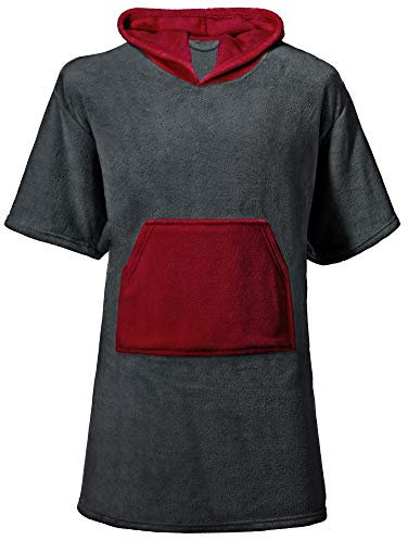 CelinaTex Happyfun Poncho lang 80 x 110 cm anthrazit Bordeaux Mikro-Flanell Badeponcho Mikrofaser Surfponcho Handtuch