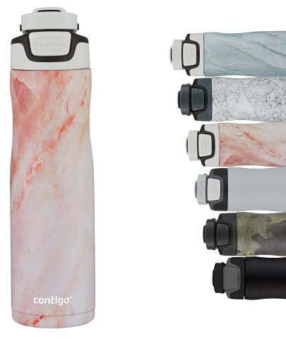 Contigo Autoseal Chill Botella de bebida, botella de agua de acero inoxidable con tecnología Autoseal, la botella aislada mantiene las bebidas frías hasta 28 horas, sin BPA, Unisex-Adult, 720 ml