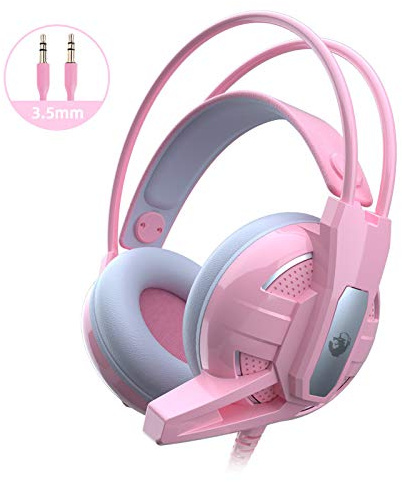 Pink headphones headset girl cute ps4 mobile computer notebook game headset girl with wheat