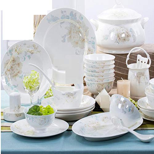 Ceramic Dish Dishes Serving Dinnerware Set Bowl Rice Noodle Bowl Crockery Dessert Plate Can Be Used to Family Reunion Gift Giving,A