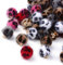 Craftdady 50 Stück Plüschstoff Leopardenmuster Pompon Ball Charm Anhänger flauschig Stoff Pelz Pompons mit goldener Kappe für baumelnde Ohrringe Schlüsselanhänger Schmuckherstellung