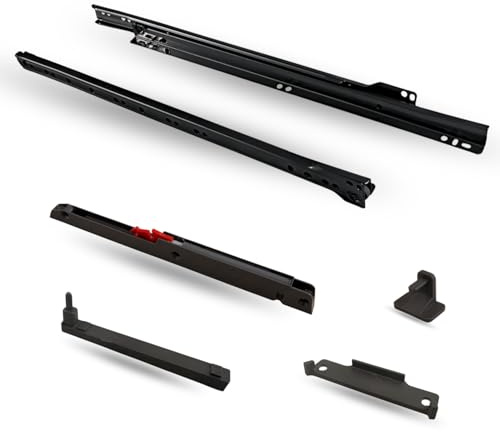 EVOTRADE Komplettes Sortiment, 1 Paar Rollenführungen, Schubladenschienen mit Schraubbefestigung, kompatibel mit IKEA, für Holz und Metall, 30 kg Tragkraft (mit Soft-Close, 800 mm)