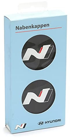 Hyundai 999XX01129 Radzierkappen (4 Stück) Radnabenkappen Nabenkappen, mit N-Logo, schwarz, 60 mm