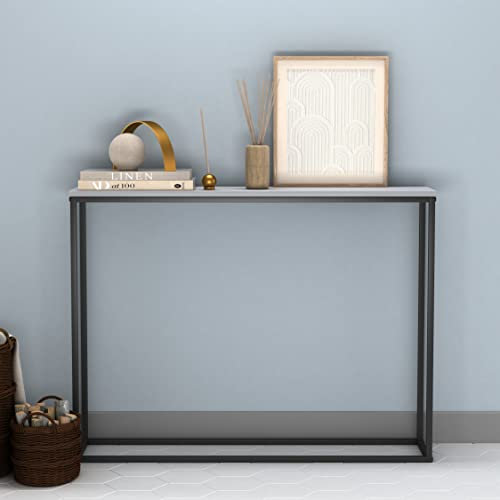 URBNLIVING Wooden Hallway Console Table with Metal Legs (Grey)