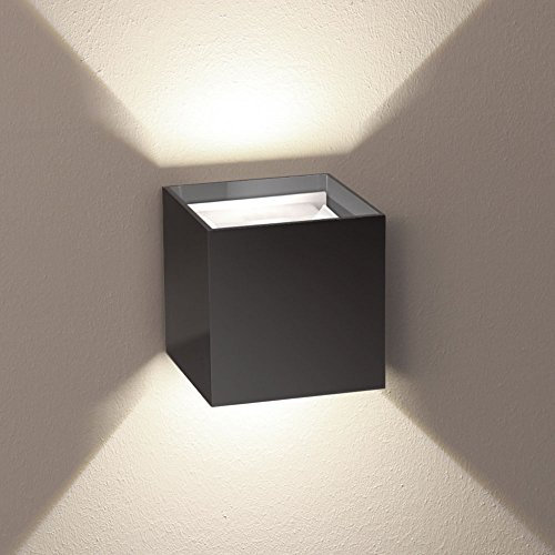 s.luce Ixa LED Außenlampe Wandleuchte IP44 Außenleuchte Effekt Wandlampe, Farbe Anthrazit, Quadratisch