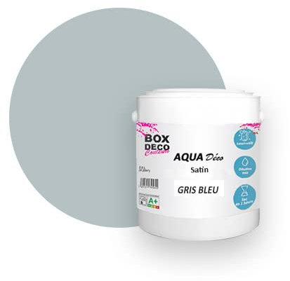 BOX DECO COULEURS Peinture murale acrylique aspect satin Aqua Déco - 2,5 L, Gris Bleu