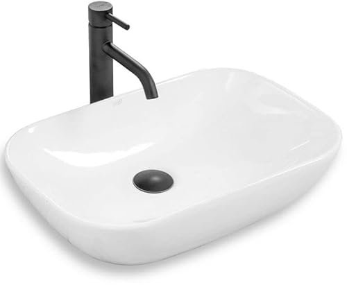 Rea Aufsatzwaschbecken Claudia weiß, Waschtisch Handwaschbecken Waschschale Waschbecken für Badezimmer aus hochwertiger Keramik, 510 x 340 x 130 mm (weiß)
