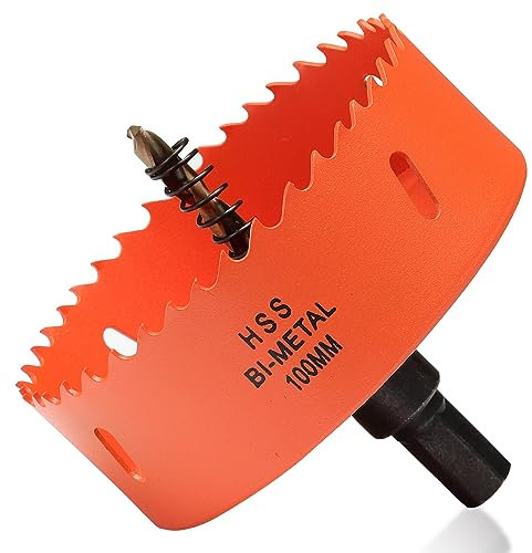 100mm Hole Saw Drill Bit for Wood and Metal, Bi-Metal Circular Hole Cutter with cutting Depth of 35mm for Steel, Cast Iron, Aluminium, Plywood, Acrylic, PVC/UPVC