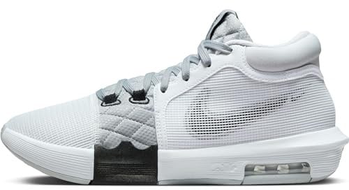 Nike Lebron Witness VIII, Basketball Shoe Uomo, White/Black-Lt Smoke Grey, 41 EU