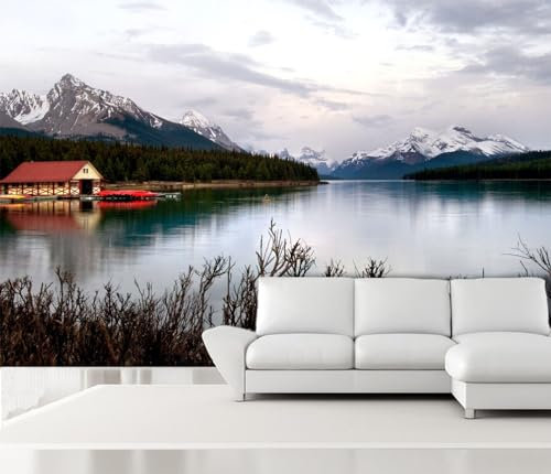 Wandbilder Wand Deko 3D-Tapetenwandbild „See und Berge“, 352 x 250 cm Wandaufkleber Kinderzimmer Wandsticker Wohnzimmer Sticker Hintergrund Wandbilder