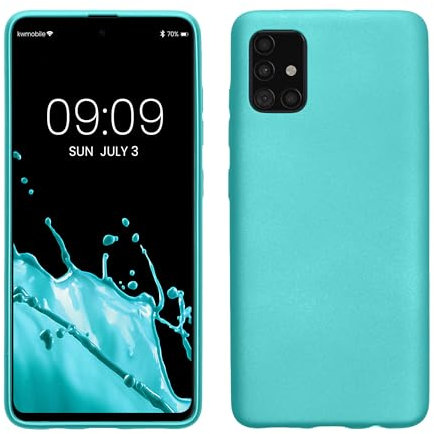 kwmobile Case kompatibel mit Samsung Galaxy A51 Hülle - Schutzhülle aus Silikon metallisch schimmernd - Handyhülle Metallic Mintgrün