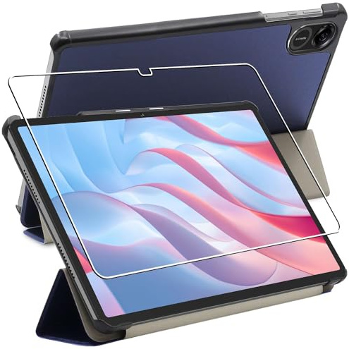 ebestStar - Cover per Honor Pad X9, Custodia Protezione Flip Magnetica, Slim Case Sottile Pelle PU, Blu scuro + Vetro Temperato
