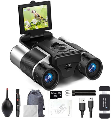 2 LCD HD Digital Binocular with Camera 10x Optical Zoom 8X Digital Zoom, 32GB 40MP Camera 2.5K Videos for Bird Watching, Concerts, Outdoor Adventures