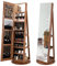 HOMASIS 3 in 1 Schmuckschrank mit Ganzkörperspiegel, 360 ° drehbarer Spiegel mit Schloss, Schmuckaufbewahrung mit LED-Lichtern, Make-up-Organizer mit Ablagen auf der Rückseite (Braun)