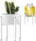 DeJivsin Soporte Ajustable para Plantas, Soporte para Plantas Blanco, 21-36 cm, Soporte Plantas Interior, Ajustable para Plantas Metal, Moderno Soporte para Macetas para uso Interior y Exterior