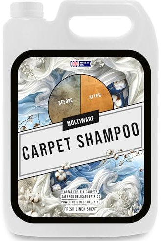 MultiWare Carpet Cleaner Shampoo Fresh Linen 5L | Carpet Shampoo for Machines | Carpet Cleaner Solution | Safe for ALL Machines | Pet Friendly Formula | Removes Pet Odours and All Stains | 1 Bottle
