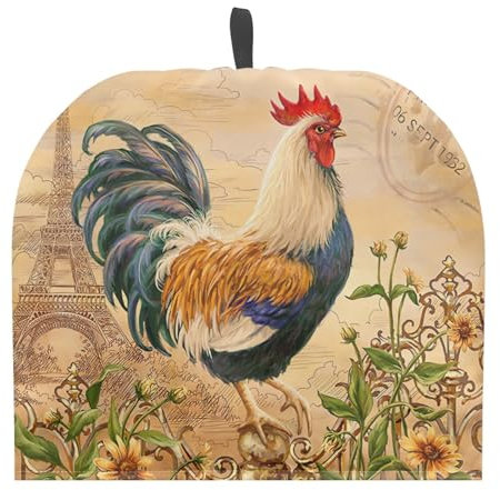 TOADDMOS Rooster Chicken Flower Tea Cosy for Teapots Dust Cover Keep Warm Breakfast Pot Protector Washable Lightweight Kettle Cover