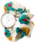 JewelryWe Damenuhr Elastisch Haarband Uhr: Damen Grün Blumen Floral Analog Quarz Armbanduhr Multifunktionale Lässige Uhr mit Haargummi Stretch Armband Geschenk für Frau Mädchen