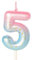 Mermaid Theme Pink Blue 5th Birthday Candles - Number 5 Candles for Cake Toppers