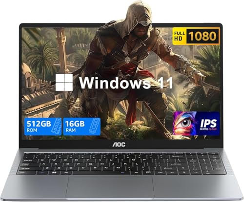 AOC PC Portatile 15,6’’ UHD Notebook (N97) 16 GB RAM DDR4 512GB SSD Computer Portatile (Fino a 3.4Ghz) Laptop, Bluetooth 5.0 Notebook, Tipo-C, HDMI, USB3.2, Espandi a 2TB PC Portatile