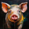 Merchandise for Fans Poster Bild Kunstdruck Wandbild Leinwand Canvas Gemälde 30x30cm - Schwein Haussschwein 01