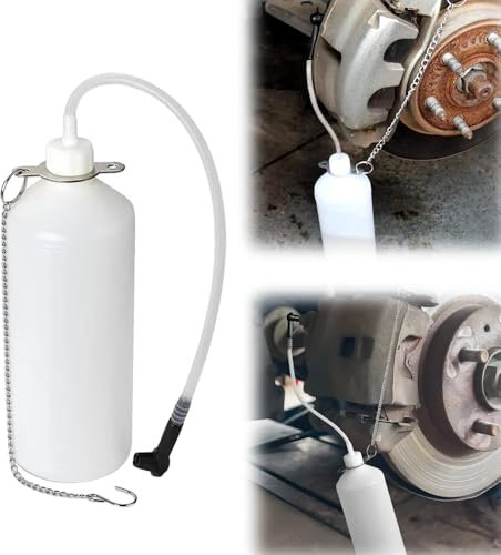 Casenly 1L Bremsflüssigkeitsbehälter, Bremsflüssigkeits-Auffangflasche mit 25cm Schlauch Universal Gummi Adapter, Bremsenentlüfterflasche den Austausch von Bremsöl für die meisten Entlüftungsschrauben