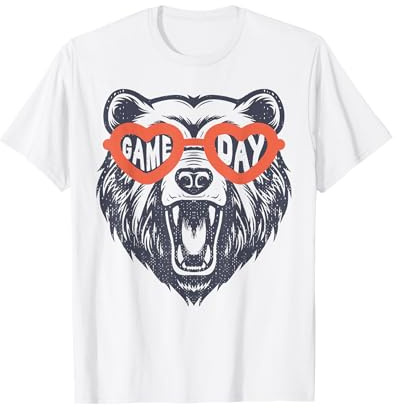Bear Sunglasses American Football Thanksgiving Game Day T-Shirt
