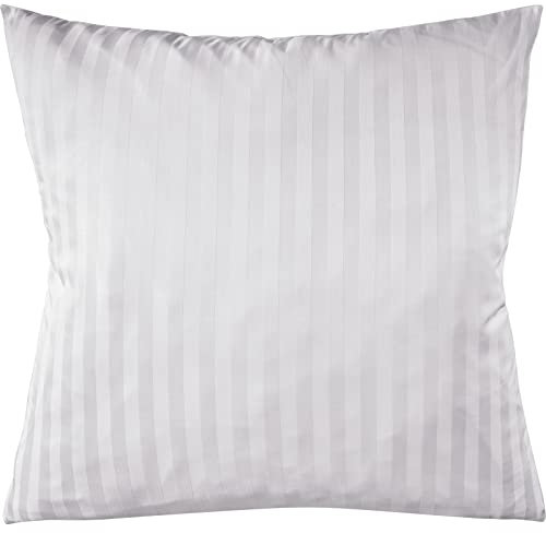 Pure Label Mako Satin Damast Streifen Kopfkissenbezug 80x80 cm aus 100% Baumwolle in weiß| Traumhaft weicher Kissenbezug passend zu unseren Bettwäsche Sets