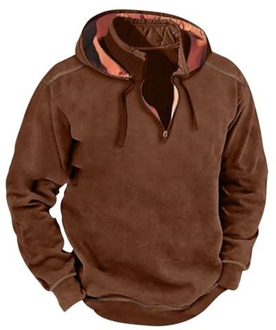 Generisch Herren Pullover Herren Patchwork Hoodie Langarm Jacquard Kaputzenpullover Farbblock Sweatshirt mit Taschen Arbeitspullover Herren Herren Pullunder Schwarz 4XL Geeignet Für Studenten