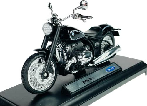 Generisch Welly Modell Motorrad Kompatibel mit BMW R18 Schwarz Mit Sockel 1:18 1/18 Metall Modell Motorrad Die Cast Neu im Kasten