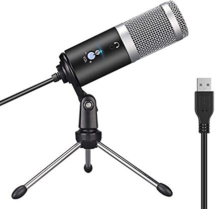 CWCQGH USB Microphone Gaming PC Condenser Microphone, Computer Karaoke Studio For Streaming Microphone Stand Pop-up Filter microphone (Silver Kits a)