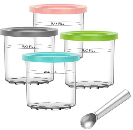 GOLXUWO 4er-Set Eisbecher Behälter 453ml für Ninja Creami Eismaschine -Tubs Zubehör für NC301 NC300 C300s NC299AMZ-Serie, Auslaufsicher, BPA-frei,spülmaschinenfest (NC300)