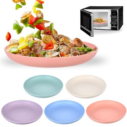 BieMian 5 placas de plástico reutilizables, 23 cm, platos hondos, platos de plástico reutilizables, irrompibles, platos de camping, lavavajillas y microondas