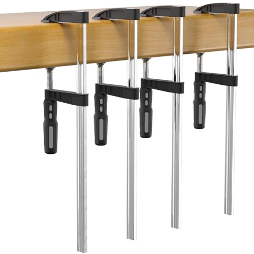 Jeu de 4 Serre-Joints, Serre-Joint 350 mm Envergure, Force de Serrage 280 kg, Profondeur de Mâchoire 90 mm, Entièrement en Acier Pour Les Projets De Bricolage une Fixation Précise des Pièces en Bois