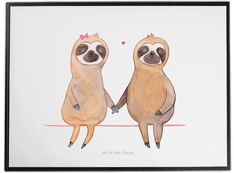Mr. & Mrs. Panda Schreibtischunterlage Faultier Pärchen - Geschenk, Faultierliebe, Schreibtischunterlage Groß, Bürobedarf, Lieblingstier, Liebespaar,