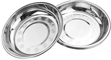 Gitany Lot de 6 Assiettes Rondes en Acier Inoxydable, Plateaux de Service