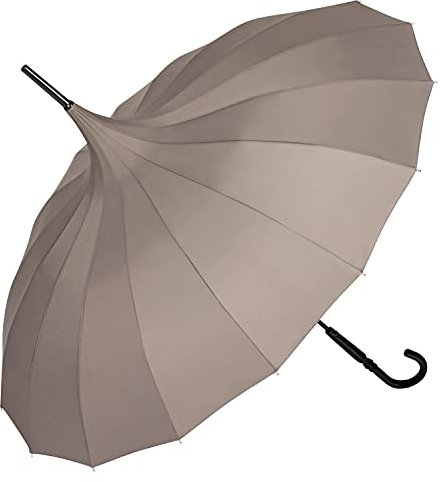 VON LILIENFELD Regenschirm Sonnenschirm Stabil Stockschirm Pagode Charlotte taupe grau