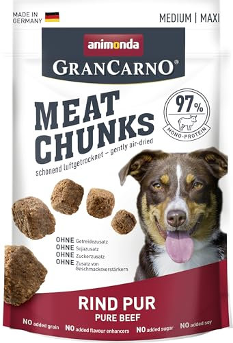animonda Meat Chunks, Fleischsnacks für ausgewachsene Hunde, Rind pur, Medium, 80 g