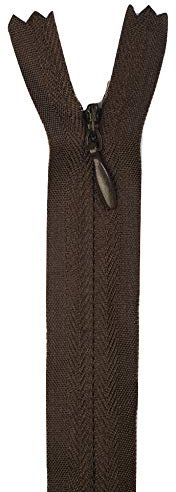 Jajasio 4 Stk. Nahtfeiner Reißverschlüsse nicht teilbar in 35 Farben dunkelbraun 40cm Verdeckter Reißverschluss