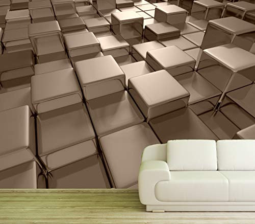 Vlies Tapete Poster Fototapete 3D Effekt Würfel Gold Quader Cube Farbe sepia, Größe 400 x 200 cm